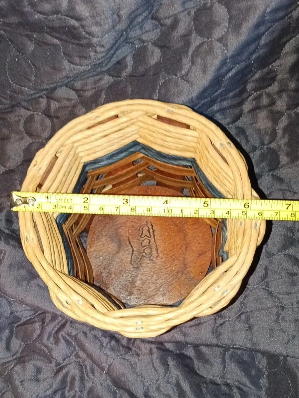 Woven Decorative Basket in Natural and Dark Blue